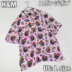 【スポンジボブ】アロハシャツ　H&Mコラボ　パンクロック　バイカー　総柄　メンズ