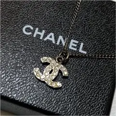 箱付き 美品 CHANEL シャネル ロゴ ストーン ネックレス シルバー