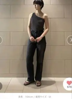 OUR WACOAL カップ付き ワンショルダー タンクトップ チャコール　M