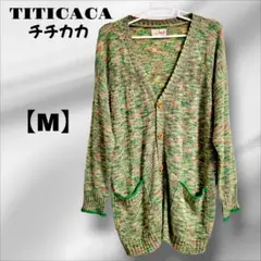 【美品】チチカカ TITICACA マルチカラー カーディガン M グリーン