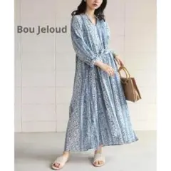 ブールジュード パネル柄ワンピース ロング 花柄 マキシ丈 オリエンタル M
