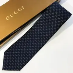 GUCCI ネクタイ 紋章柄 ネイビー