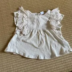 ZARA フリル半袖シャツ 34 (約104cm)生成り