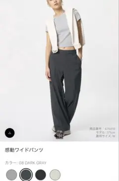 感動ワイドパンツ　ダークグレー