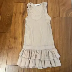 Stella McCartney フリルワンピースS ピンクベージュ