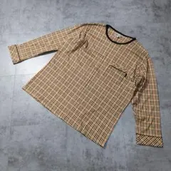 【美品】ダックス チェック柄長袖ブラウスシャツ オーバーサイズ L