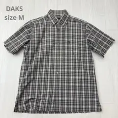 DAKS ダックス メンズ チェック 半袖 シャツ グレージュ M