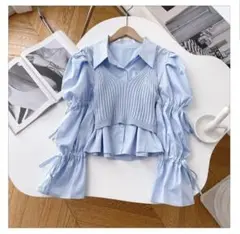 【超美品】SugarMist ベルスリーブシャツ キャミセット