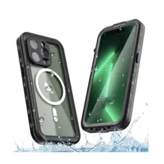 スマホケース iPhone15 ProMax 完全防水ケース クリア×ブラック