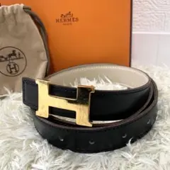 エルメス ベルト コンスタンス リバーシブル Hバックル 黒 アイボリー E刻印