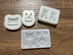 猫と犬の足跡型シリコンモールド4個セット