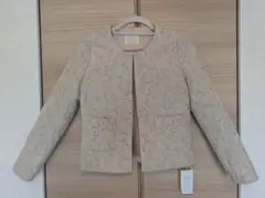 【未使用タグ付き】BE RADIANCE ノーカラージャケット 花柄ジャガード