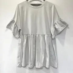 チュニック 5分袖フリルトップス