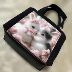 帆布使いトートバッグパネル=Loveうさちゃんෆ