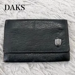 ✨良品✨ダックス　カードケース　レザー　シボ革　ロゴ金具　ダークグリーン