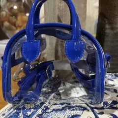 ボストン型クリアぬいポーチ ブルー