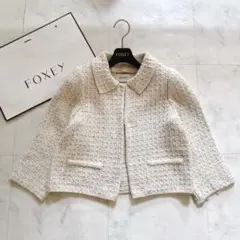 未使用級✨フォクシー 定価11万 2way シルクニットツイードジャケット 38