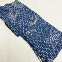 木綿 浴衣 立涌に花柄 広襟