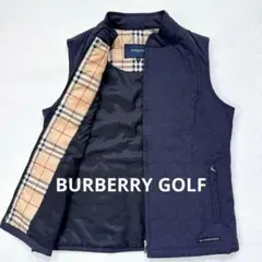 美品 バーバリーゴルフ ベスト 黒 ノバチェック ユニセックス キルティング M