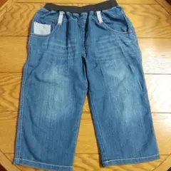 デニムハーフパンツ 160cmゆったりタイプ ストライプポケット