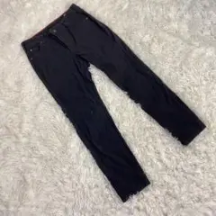エドウィン ブラックデニム ストレートジーンズ ストレッチ (L) 黒