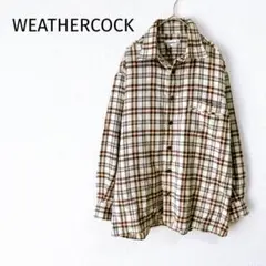 Z【ウェザーコック】カシミア混 長袖チェックシャツ ネルシャツ メンズＬ 秋冬