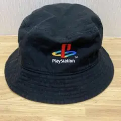 PlayStation 刺繍　プレステ　帽子　バケットハット　黒