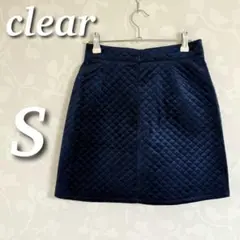 clear クリア　キルティングスカート　ミニ丈　台形　ネイビー系　S