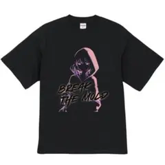 フーディ着用ガール キャラクターグラフィック Tシャツ ブラック