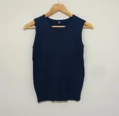 UNIQLO ユニクロ トップス リブノースリーブ ネイビー