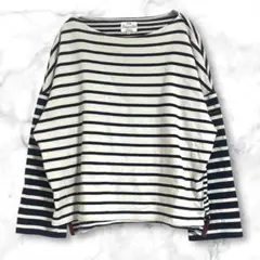 23区　ボーダー柄長袖Tシャツ　総柄　ゆったり　L 日本製　コットン100%