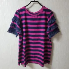 アンドラブ、フリル袖付きストライプTシャツ