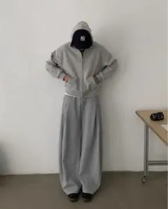 変形 ワイド スウェット パンツ シルエット良 グレースウェットパンツ