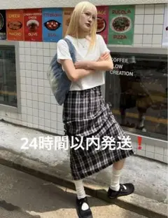 AAKE チェックロングスカート