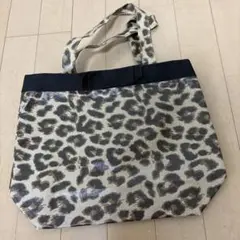 ヒョウ柄トートバッグ ベージュ/ブラック