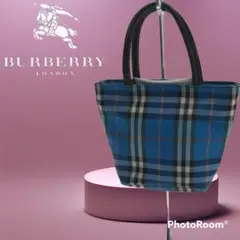 BURBERRY LONDON ポーチ ナイロン BLU チェック