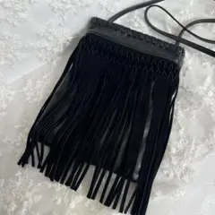moussy フリンジ　ブラック