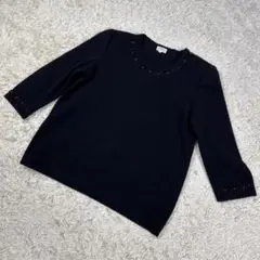 【極美品】FOXEY ニット トップス 7分袖 カシミヤ100% ブラック