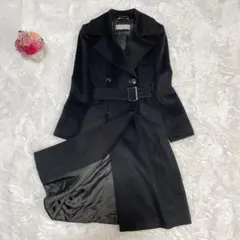 Max Mara カシミヤ ベルテッドコート ベルト付き 黒 38 M