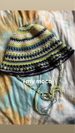 ハンドメイド☺︎春夏コットン毛糸☺︎クラッシャーバケハ☺︎レトロビタミンカラー夏フェス