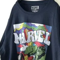 マーベル MARVEL コミック Tシャツ L ネイビー 古着