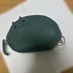 猫の顔デザイン ポーチ緑色