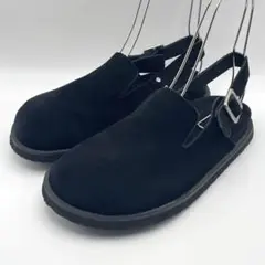 美品 mojo キャナルジーン フラットサンダル M スエード バックベルト 黒