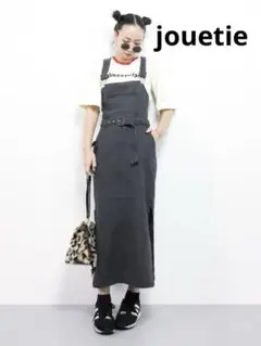 jouetie ジュエティ スリットジャンスカ ブラック デニム バックリボン