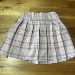 ピンクチェックプリーツスカート