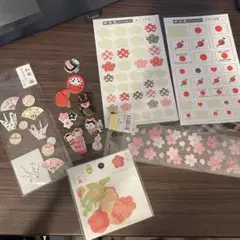 桜など和風シールセット(日本の国旗もあります)