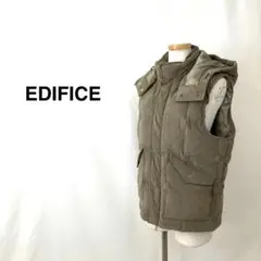 417EDIFICE エディフィス フード付きダウンベスト カーキ レディース