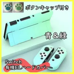 Switch有機ELハードカバー 青&緑 キャップ付き 42116307
