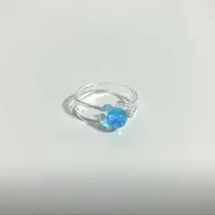 江ノ島 ガラスの指輪 青　水色　ガラス　リング　夏