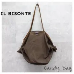 ILBISONTE キャンディバッグ ブラウン コットン レザー
